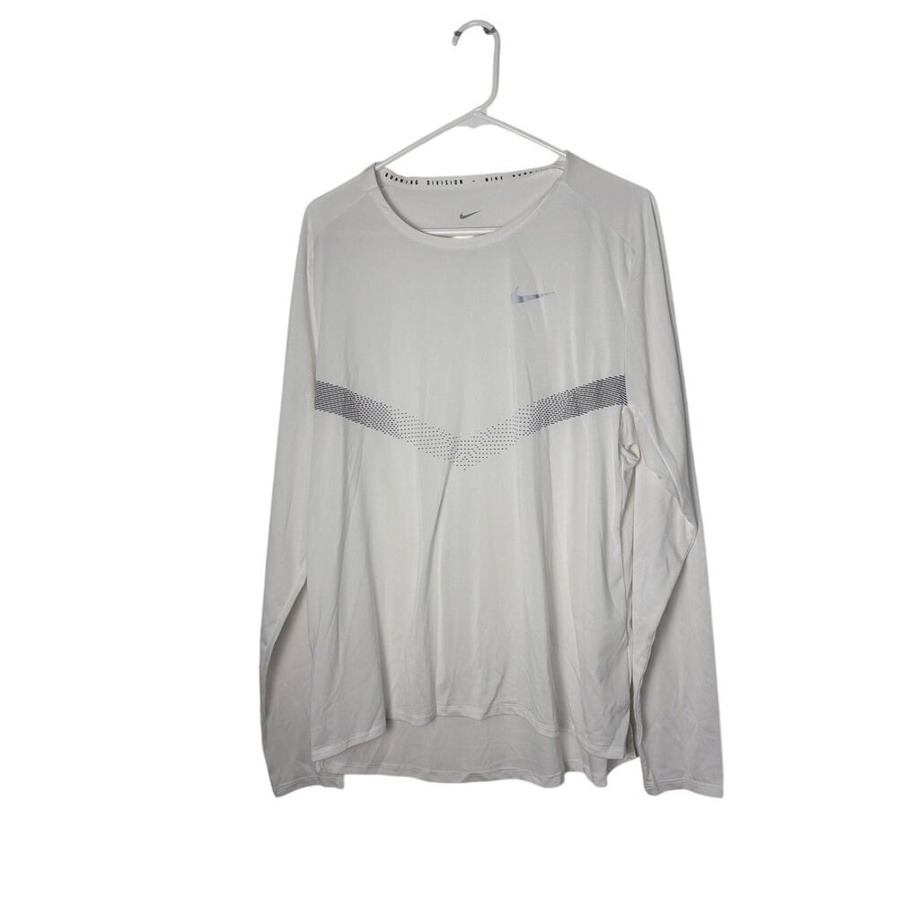Nike Size L Male White Dri-FIT Long Sleeve Training Top Fitness Running Shirt